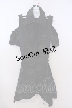 画像1: H jelly / オフショルホルターシャツワンピース  ブラック×ネイビー O-26-01-28-053-HN-OP-IG-OS