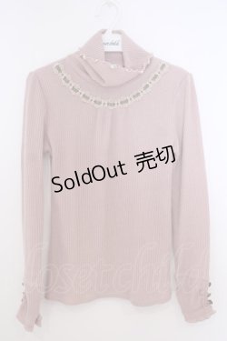 画像1: axes femme / はしごレースリブタートルニットソー M ピンク O-26-01-28-006-AX-TO-OW-ZT0130R