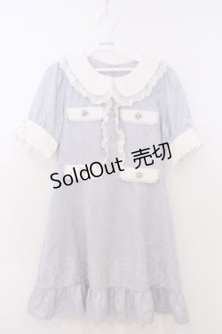 画像1: DearMyLove / ハートパールジャガードorツイードワンピース M ジャガード 膝上ブルー O-26-01-28-064-EL-OP-IG-OS