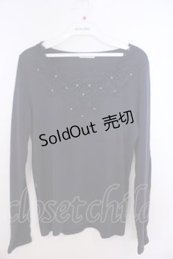 画像1: axes femme / フラワーレース使いインナープルオーバー M ネイビー O-26-01-28-015-AX-TO-OW-ZT0130R