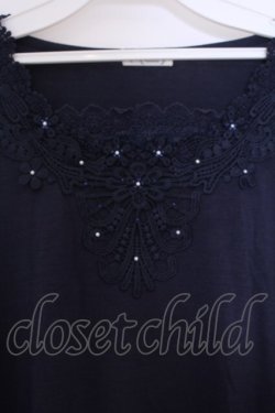 画像2: axes femme / フラワーレース使いインナープルオーバー M ネイビー O-26-01-28-015-AX-TO-OW-OS