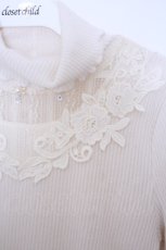 画像2: axes femme / パール付きハイネックニット M キナリ O-26-01-28-016-AX-TO-OW-ZT601 (2)