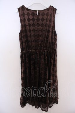 画像2: axes femme / アーガイルエンボスベロアワンピース M ブラウン O-26-01-28-017-AX-OP-OW-OS