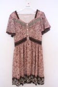 axes femme / ローズリーフ柄シルエットワンピース M ピンク O-26-01-28-019-AX-OP-OW-OS