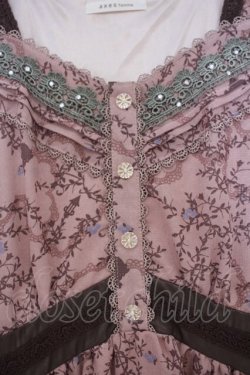 画像3: axes femme / ローズリーフ柄シルエットワンピース M ピンク O-26-01-28-019-AX-OP-OW-OS