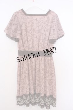 画像4: axes femme / ローズリーフ柄シルエットワンピース M ピンク O-26-01-28-019-AX-OP-OW-ZT599