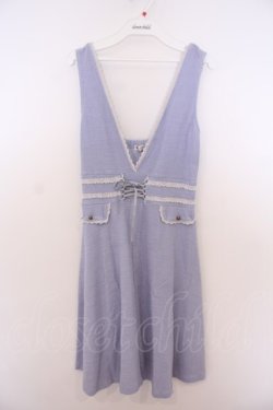 画像1: axes femme / パイル風ジャンパースカート  サックス O-26-01-28-031-AX-OP-IG-OS