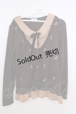 画像1: axes femme / 音符刺繍ブラウス  ブラウン O-26-01-28-032-AX-BL-IG-OS