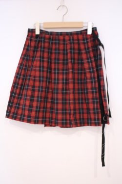 画像1: MIHO MATSUDA / チェックラップスカート  レッド O-26-01-29-031-GO-SK-OW-OS