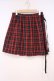 画像1: MIHO MATSUDA / チェックラップスカート  レッド O-26-01-29-031-GO-SK-OW-OS (1)