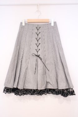 画像1: MIHO MATSUDA / フロントレースアップスカート M ブラック×ホワイト O-26-01-29-035-GO-SK-OW-OS