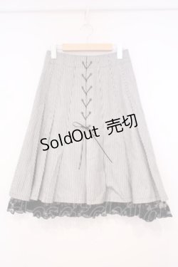 画像1: MIHO MATSUDA / フロントレースアップスカート M ブラック×ホワイト O-26-01-29-035-GO-SK-OW-OS