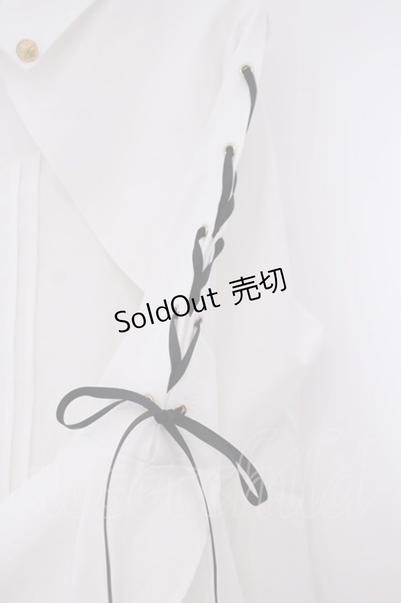 画像2: axes femme POETIQUE / クロスチャーム付長袖ブラウス M シロO-26-01-29-036-AX-BL-OW-ZT586 (2)