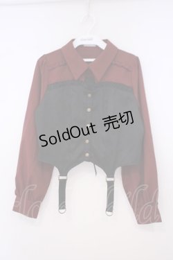 画像1: axes femme POETIQUE / ビスチェデザインブラウス M ワイン×クロ O-26-01-29-037-AX-BL-OW-ZT0131B