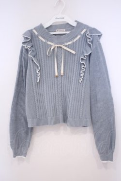 画像1: axes femme / バイカラーフリルニットプルオーバー F ブルー O-26-01-29-039-AX-TO-OW-OS