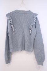 画像2: axes femme / バイカラーフリルニットプルオーバー F ブルーO-26-01-29-039-AX-TO-OW-ZT586 (2)