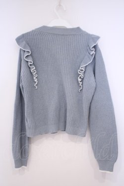 画像2: axes femme / バイカラーフリルニットプルオーバー F ブルー O-26-01-29-039-AX-TO-OW-OS