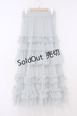 画像1: axes femme / フリルチュールティアードスカート F グリーン O-26-01-29-040-AX-SK-OW-ZT0131B