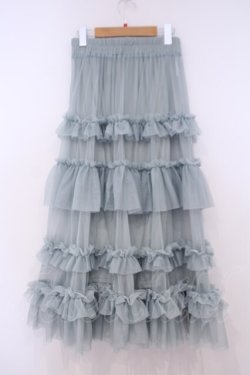 画像3: axes femme / フリルチュールティアードスカート F グリーン O-26-01-29-040-AX-SK-OW-OS