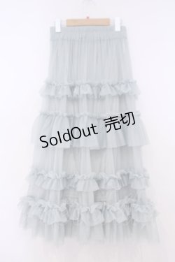 画像3: axes femme / フリルチュールティアードスカート F グリーン O-26-01-29-040-AX-SK-OW-ZT0131B