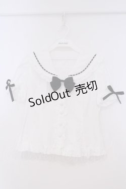 画像1: metamorphose / はわせ刺繍セーラーブラウス M シロ O-26-01-29-042-ME-BL-YM-OS