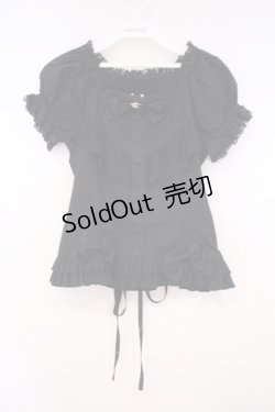 画像1: metamorphose / ラウンド切替半袖ブラウス（ラッセル）  クロ O-26-01-29-043-ME-BL-OW-OS