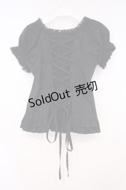 画像4: metamorphose / ラウンド切替半袖ブラウス（ラッセル）  クロ O-26-01-29-043-ME-BL-OW-OS