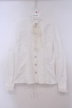 画像1: Victorian maiden / レースリボン付スタンドカラーブラウス  シロ O-26-01-29-046-CL-BL-OW-OS