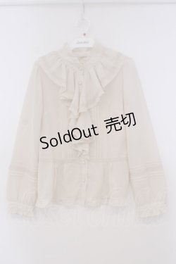 画像1: axes femme / ラッフルフリル梨地ブラウス M キナリ O-26-01-29-051-AX-BL-OW-OS