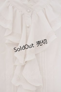 画像2: axes femme / ラッフルフリル梨地ブラウス M キナリ O-26-01-29-051-AX-BL-OW-OS