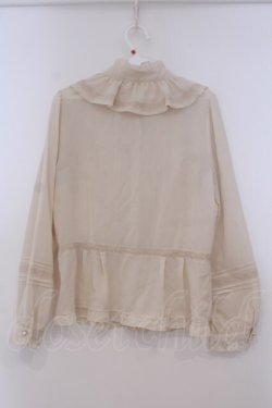 画像3: axes femme / ラッフルフリル梨地ブラウス M キナリ O-26-01-29-051-AX-BL-OW-OS