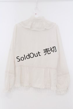 画像3: axes femme / ラッフルフリル梨地ブラウス M キナリ O-26-01-29-051-AX-BL-OW-OS