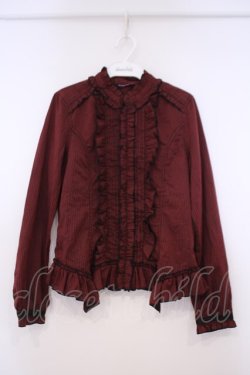 画像1: ALGONQUINS / ストライプフリルブラウス F ワイン O-26-01-29-052-AL-BL-OW-OS