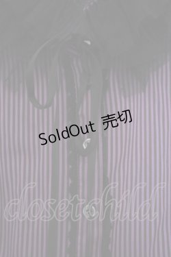 画像2: BPN / 付け襟付きストライプブラウス M パープル O-26-01-29-053-GO-BL-OW-OS