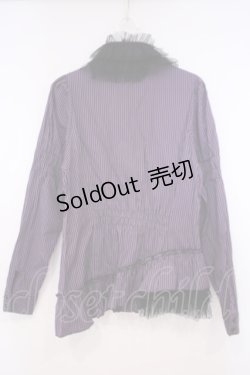 画像4: BPN / 付け襟付きストライプブラウス M パープル O-26-01-29-053-GO-BL-OW-OS