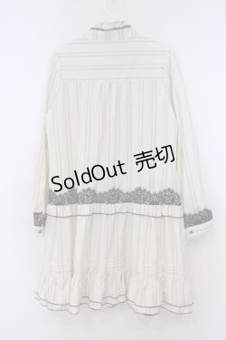 画像2: axes femme / レース使いストライプシャツワンピース M キナリ O-26-01-29-059-AX-OP-OW-OS