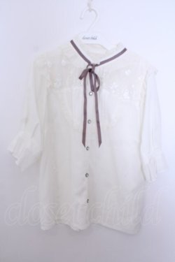 画像1: axes femme / チュールレース使いブラウス M キナリ O-26-01-29-1041-AX-BL-OW-OS