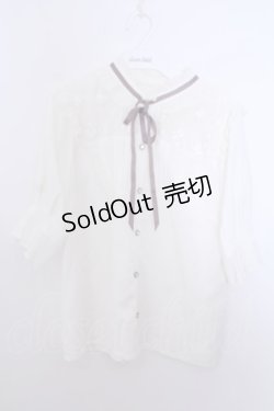 画像1: axes femme / チュールレース使いブラウス M キナリ O-26-01-29-1041-AX-BL-OW-OS