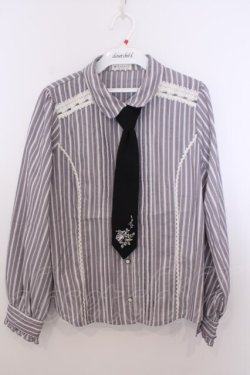 画像1: axes femme / ネクタイ付ブラウス M グレー O-26-01-29-1042-AX-BL-OW-OS