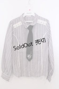 画像1: axes femme / ネクタイ付ブラウス M グレー O-26-01-29-1042-AX-BL-OW-OS