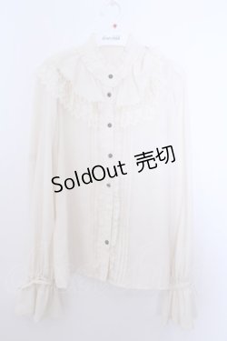 画像1: axes femme kawaii / バラレースフリルブラウス M キナリ O-26-01-29-1043-AX-BL-OW-OS