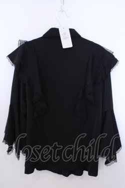 画像2: axes femme / ドットチュールリボン姫袖ブラウス F クロ O-26-01-29-1005-AX-BL-OW-OS