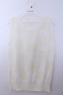 画像1: INGEBORG / カメリアニットベスト  オフシロ O-26-01-29-1045-LO-TO-IG-OS