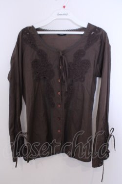 画像1: INGEBORG / コードフラワーモチーフブラウス S ブラウン O-26-01-29-1048-LO-BL-IG-OS