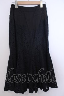 画像2: INGEBORG / フラワーレース切り替えスカート 9 クロ O-26-01-29-1050-LO-SK-IG-OS