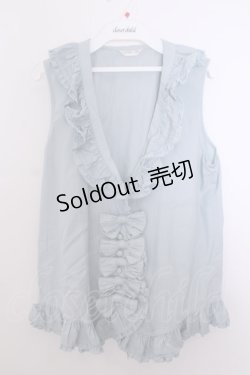 画像1: KANEKO ISAO / フリルタックリボンベスト  サックス O-26-01-29-1052-EL-TO-IG-OS