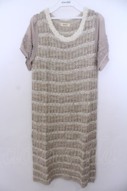 画像1: INGEBORG / ボーダーミックスツイードワンピース 9 アイボリー×ベージュ O-26-01-29-1054-LO-OP-IG-OS