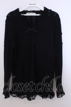 画像1: INGEBORG / プチモチーフリボンカーディガン  クロ O-26-01-29-1055-LO-TO-IG-OS