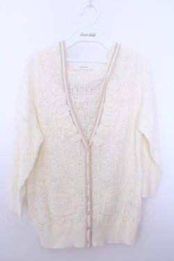 画像1: INGEBORG / 薔薇モチーフ鍵編みフードカーディガン  アイボリー O-26-01-29-1057-LO-TO-IG-OS
