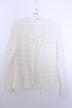 画像1: INGEBORG / シフォンフリルボーダーカーディガン 3(9号) アイボリー O-26-01-29-1058-LO-TO-IG-OS